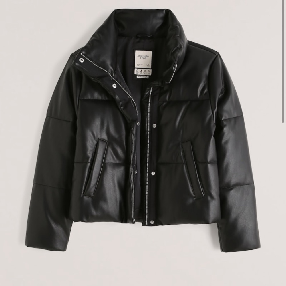 Abercrombie Faux Leather Puffer XS. NEW W TAGS